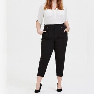 Torrid Stretch Woven Paperbag Trouser Pant in Black Womens Plus Size 24
